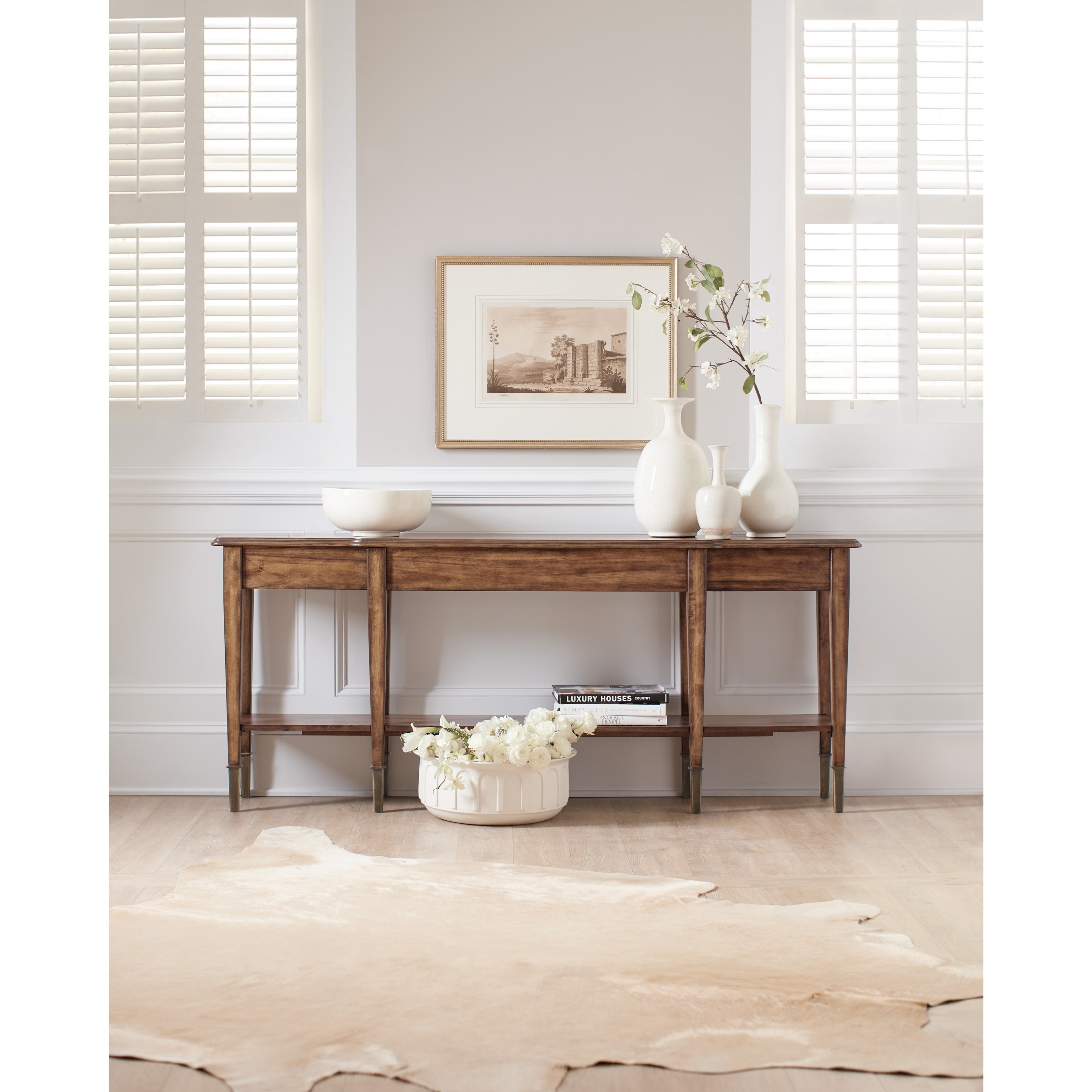 Long skinny store wood table